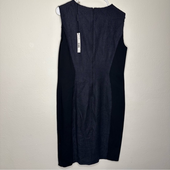 NWT ELIE TAHARI Patchwork Textured Colorblock Black & Grey Zipped MIDI Dress 16 - Picture 7 of 14